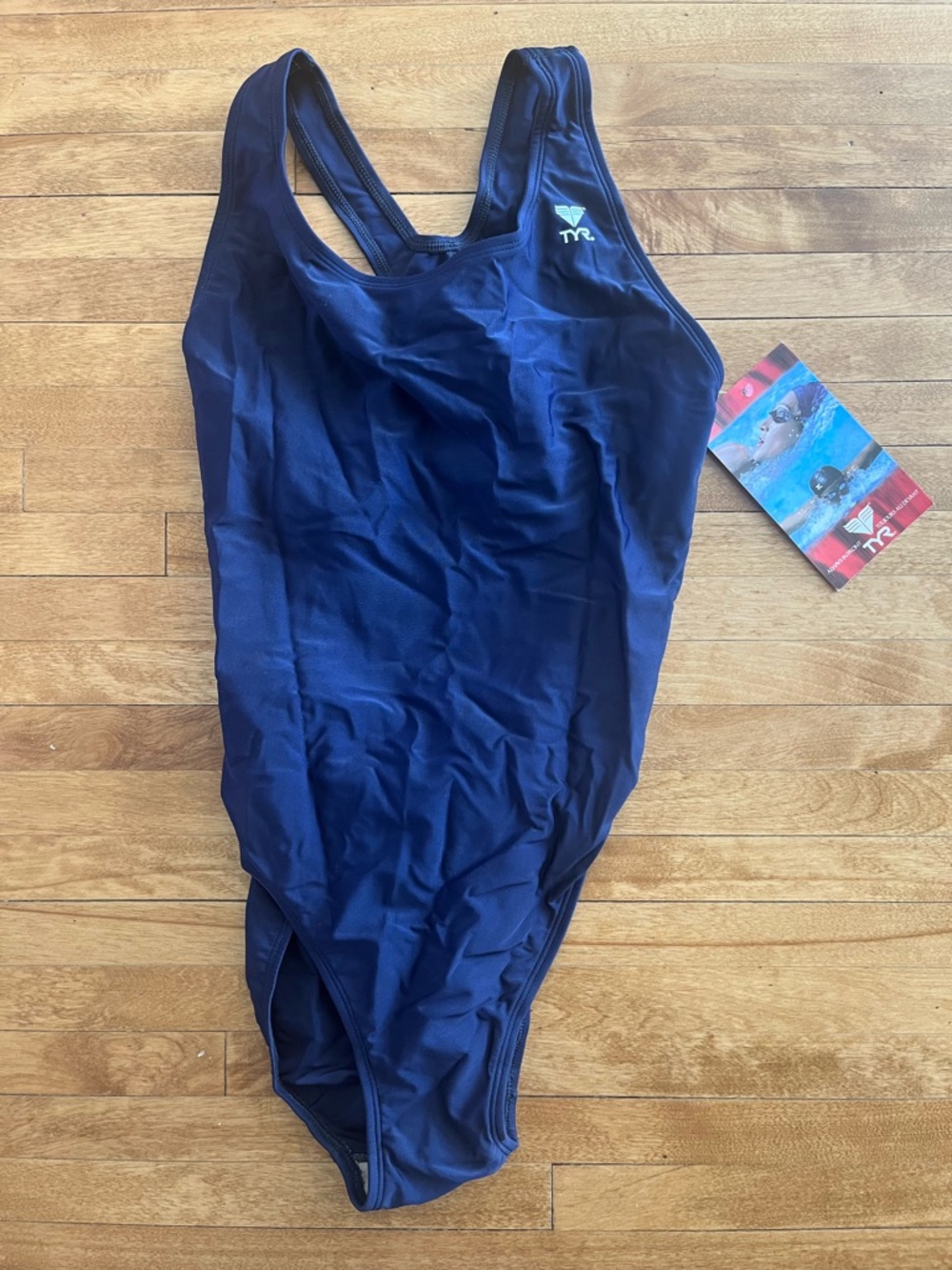 TYR Navy Blue One-Piece Swimwear Tag